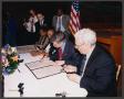 Photograph: [Mario Salas and Mayor Howard Peak Signing A Sister City Relationship]