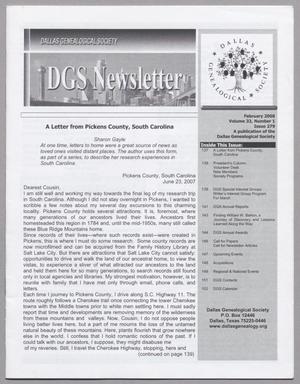 Primary view of object titled 'DGS Newsletter, Volume 33, Number 1, February 2008'.