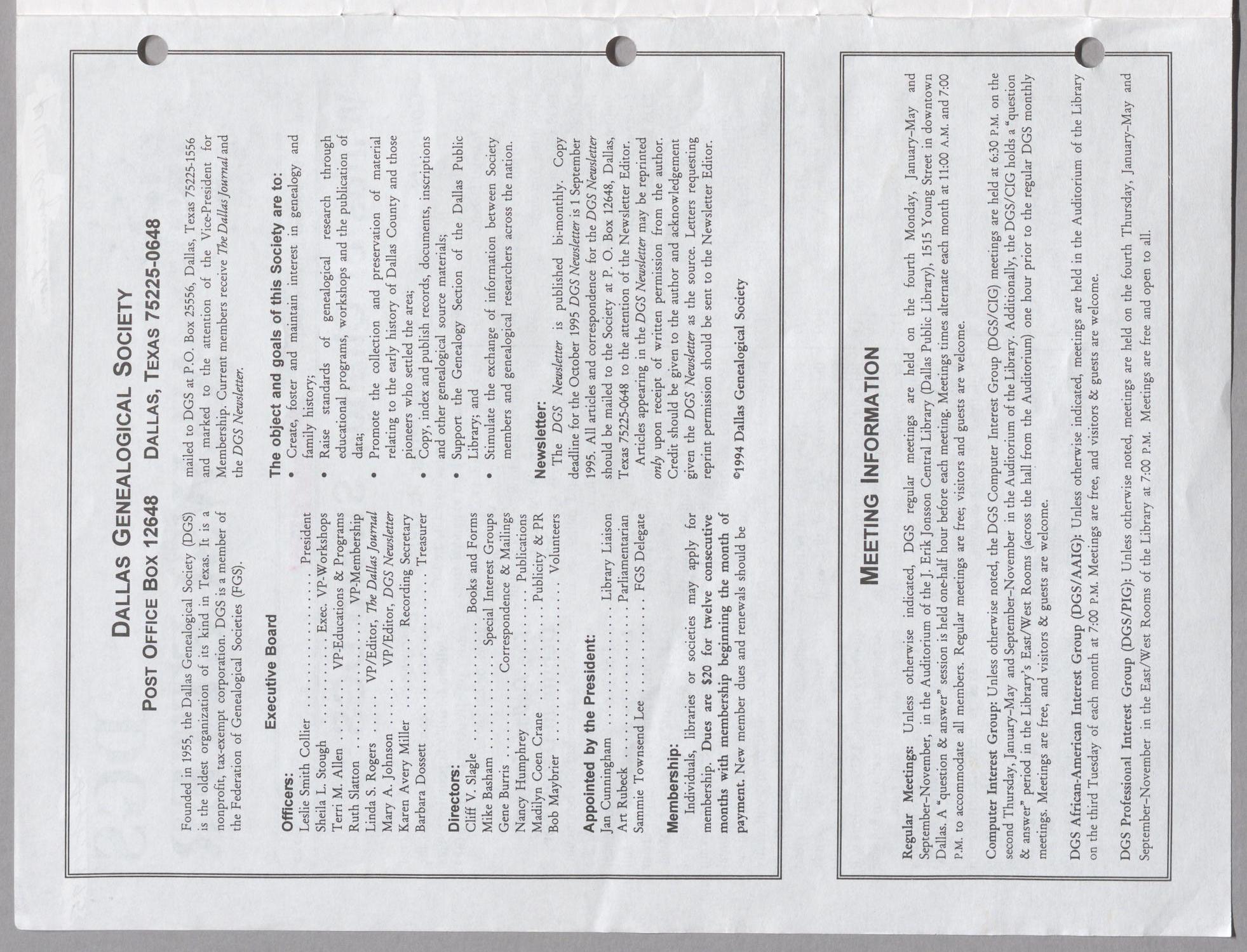 DGS Newsletter, Volume 19, Number 5, September 1995
                                                
                                                    98
                                                
