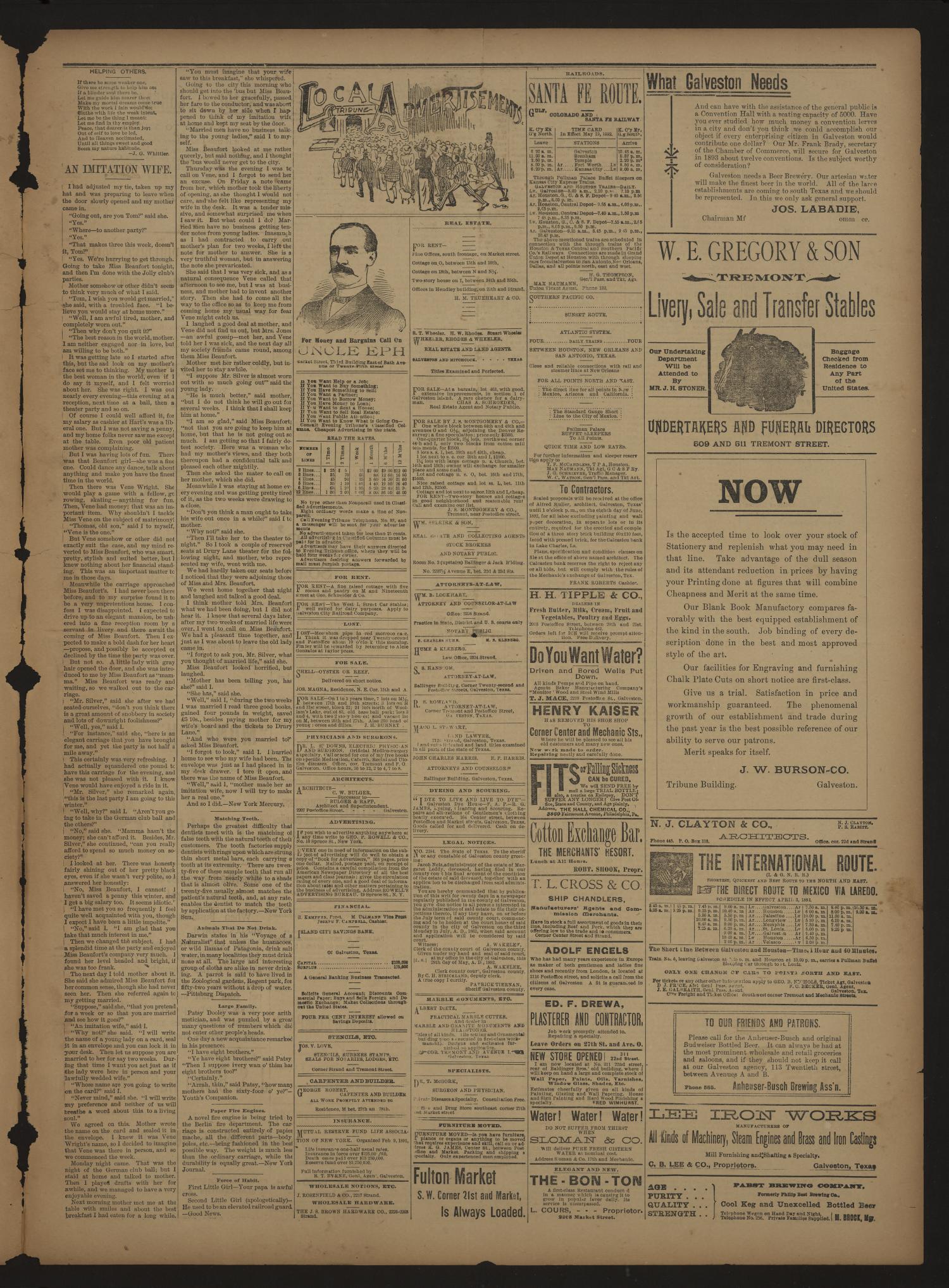 Evening Tribune. (Galveston, Tex.), Vol. 12, No. 173, Ed. 1 Friday, June 3, 1892
                                                
                                                    [Sequence #]: 3 of 4
                                                