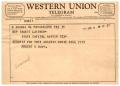 Thumbnail image of item number 1 in: '[Telegram from Robert H. Ray, April 4, 1957]'.