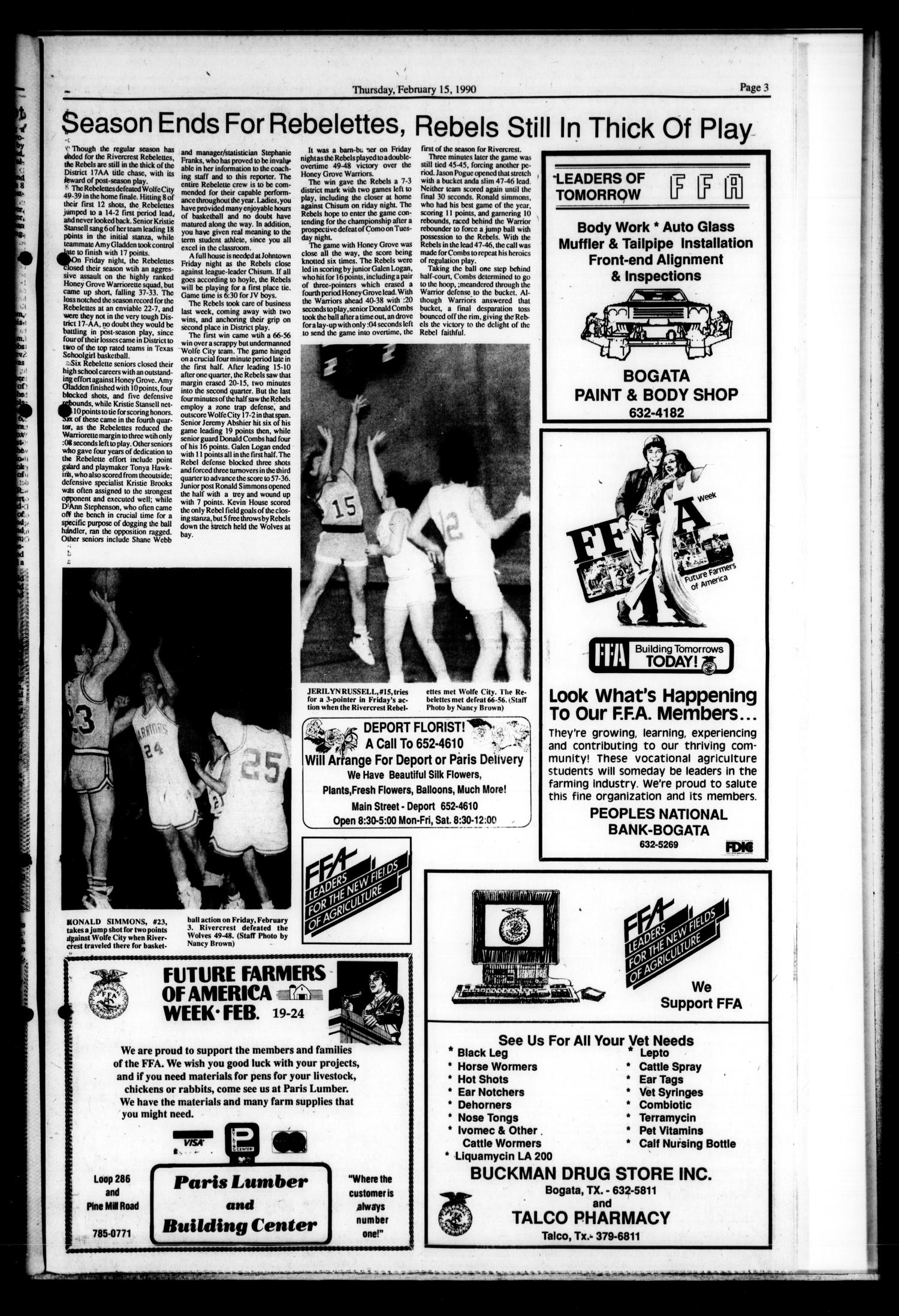 Bogata News (Bogata, Tex.), Vol. 79, No. 19, Ed. 1 Thursday, February 15, 1990
                                                
                                                    [Sequence #]: 3 of 14
                                                