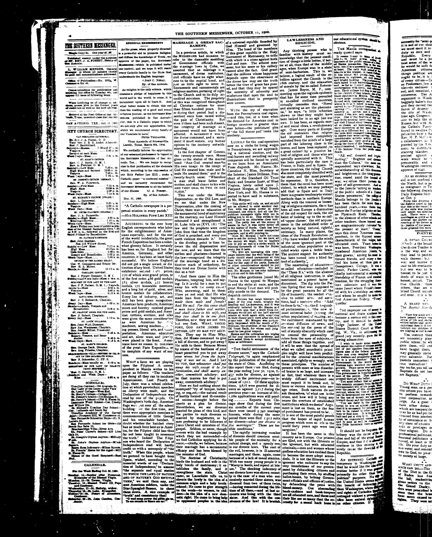 Southern Messenger. (San Antonio, Tex.), Vol. 9, No. 33, Ed. 1 Thursday, October 11, 1900
                                                
                                                    [Sequence #]: 4 of 8
                                                