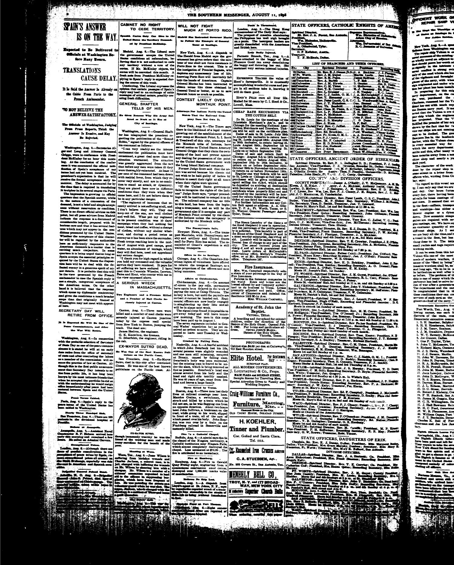Southern Messenger (San Antonio, Tex.), Vol. 7, No. 24, Ed. 1 Thursday, August 11, 1898
                                                
                                                    [Sequence #]: 2 of 8
                                                