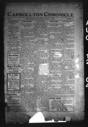 Primary view of object titled 'Carrollton Chronicle (Carrollton, Tex.), Vol. 1, No. 5, Ed. 1 Friday, August 12, 1904'.
