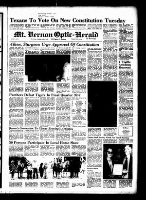 Primary view of object titled 'Mt. Vernon Optic-Herald (Mount Vernon, Tex.), Vol. 101, No. 7, Ed. 1 Thursday, October 30, 1975'.