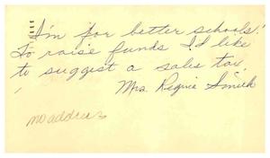 Primary view of object titled '[Postcard from Mrs. Regina Smith to Truett Latimer, May 8, 1961]'.