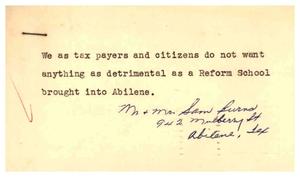 Primary view of object titled '[Postcard from Mr. and Mrs. Sam Burns to Truett Latimer, April 29, 1959]'.