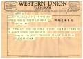 Letter: [Telegram from Carlton Wainscott, August 11, 1961]