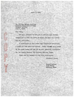 Primary view of object titled '[Letter from Truett Latimer to William Murray, April 9, 1962]'.