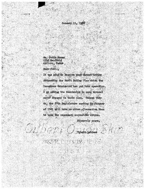 Primary view of object titled '[Letter from Truett Latimer to Jodie Boren, January 11, 1960]'.