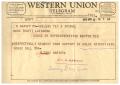 Primary view of [Telegram from Cleddy Harvey, March 6, 1959]