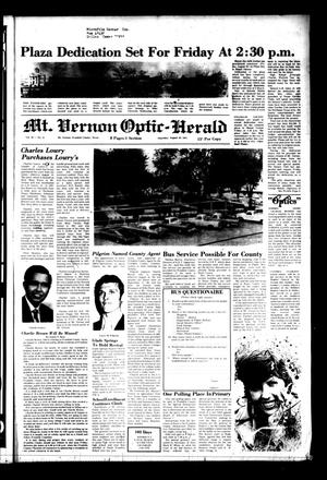 Primary view of Mt. Vernon Optic-Herald (Mount Vernon, Tex.), Vol. 99, No. 51, Ed. 1 Thursday, August 29, 1974