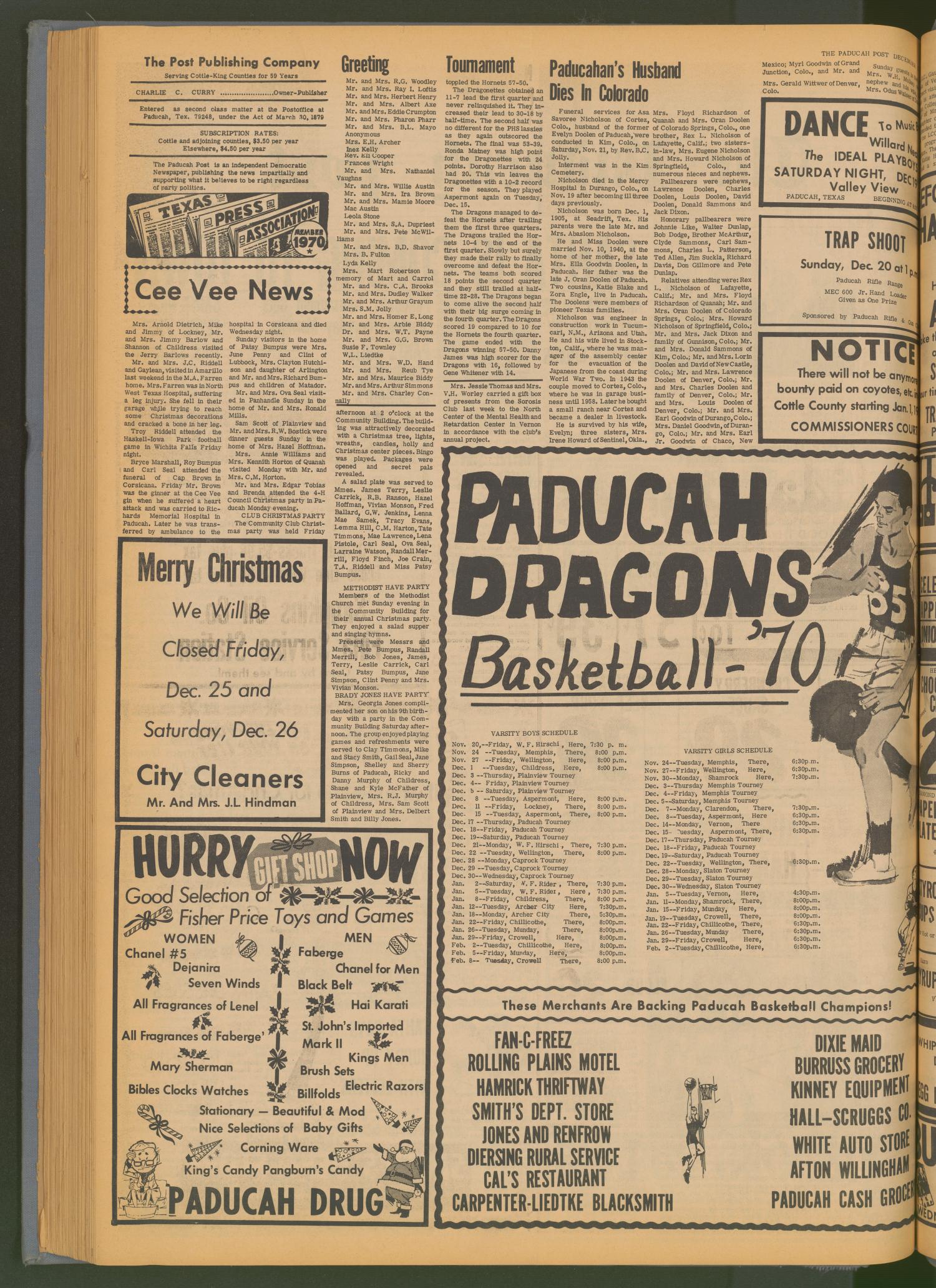 The Paducah Post (Paducah, Tex.), Vol. 64, No. 40, Ed. 1 Thursday, December 17, 1970
                                                
                                                    [Sequence #]: 2 of 8
                                                