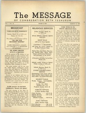 Primary view of object titled 'The Message, Volume 1, Number 16, March 1947'.