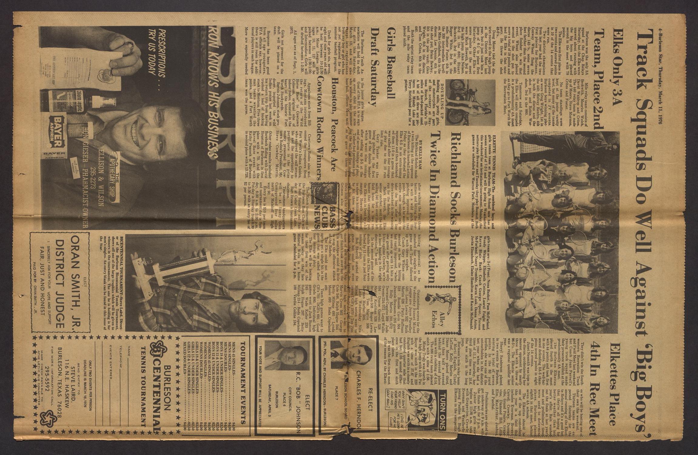 Burleson Star (Burleson, Tex.), Vol. 11, No. 20, Ed. 1 Thursday, March 11, 1976
                                                
                                                    [Sequence #]: 4 of 20
                                                