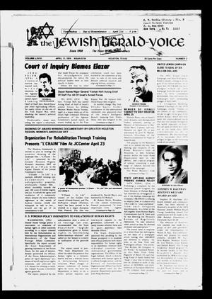 Primary view of object titled 'The Jewish Herald-Voice (Houston, Tex.), Vol. 70, No. 2, Ed. 1 Thursday, April 11, 1974'.