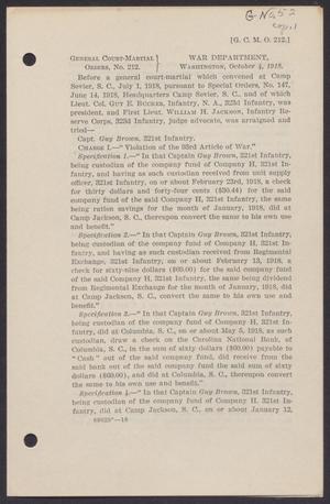Primary view of object titled '[U.S. War Department General Court-Martial Orders 212]'.
