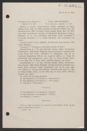 Primary view of object titled '[U.S. War Department General Court-Martial Orders 180]'.