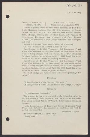 Primary view of object titled '[U.S. War Department General Court-Martial Orders 190]'.