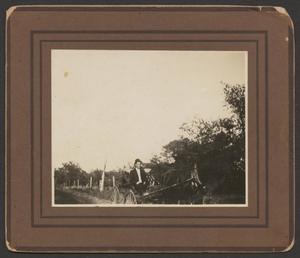 Primary view of object titled '[Photograph of a Man in a Horse Drawn Buggy]'.