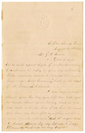 Primary view of object titled '[Letter from Emma Davis to John C. Brewer, August 16, 1878]'.