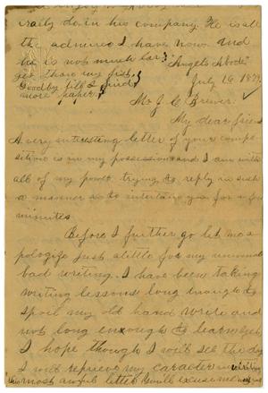 Primary view of object titled '[Letter from Emma Davis to John C. Brewer, July 16, 1879]'.