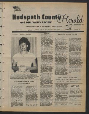 Primary view of object titled 'Hudspeth County Herald and Dell Valley Review (Dell City, Tex.), Vol. 28, No. 36, Ed. 1 Friday, April 26, 1985'.