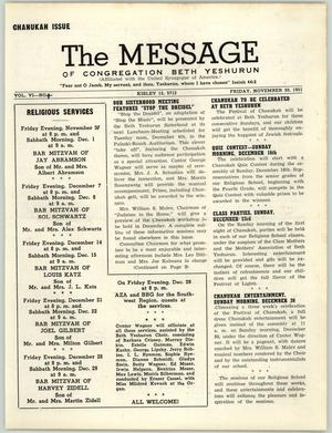 Primary view of object titled 'The Message, Volume 6, Number 4, November 1951'.