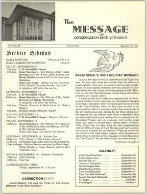 Primary view of object titled 'The Message, Volume 3, Number 48, September 1976'.