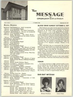 Primary view of object titled 'The Message, Volume 5, Number 3, September 1977'.