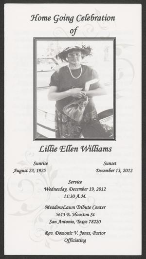 Primary view of object titled '[Funeral Program for Lillie Ellen Williams, December 19, 2012]'.