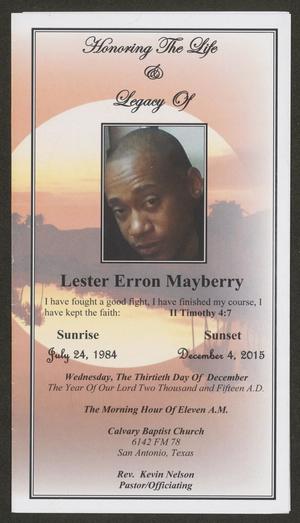 Primary view of object titled '[Funeral Program for Lester Erron Mayberry December 13, 2015],'.