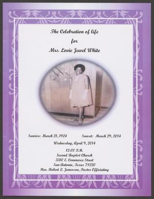 Primary view of object titled '[Funeral Program for Lovie Jewel White, April 9, 2014]'.