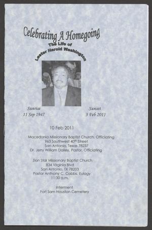 Primary view of object titled '[Funeral Program for Lester Harold Washington, February 11, 2011]'.