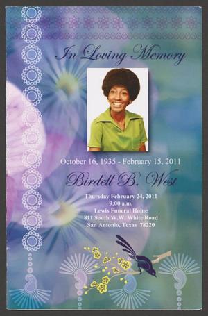 Primary view of object titled '[Funeral Program for Birdell B. West, February 24, 2011]'.