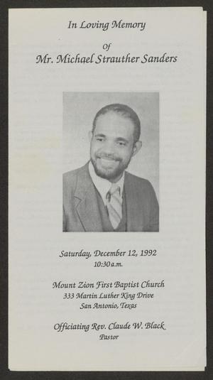 Primary view of object titled '[Funeral Program for Mr. Michael Strauther Sanders, December 12, 1992]'.