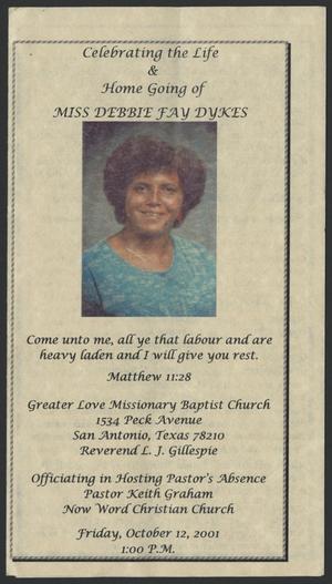 [Funeral Program for Miss Debbie Fay Dykes, October 12, 2001]