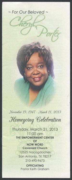 Primary view of object titled '[Funeral Program for Cheryl Porter, March 21, 2013]'.