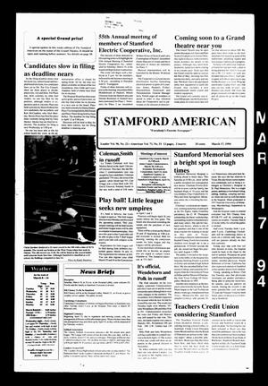 Primary view of object titled 'Stamford American (Stamford, Tex.), Vol. 71, No. 51, Ed. 1 Thursday, March 17, 1994'.