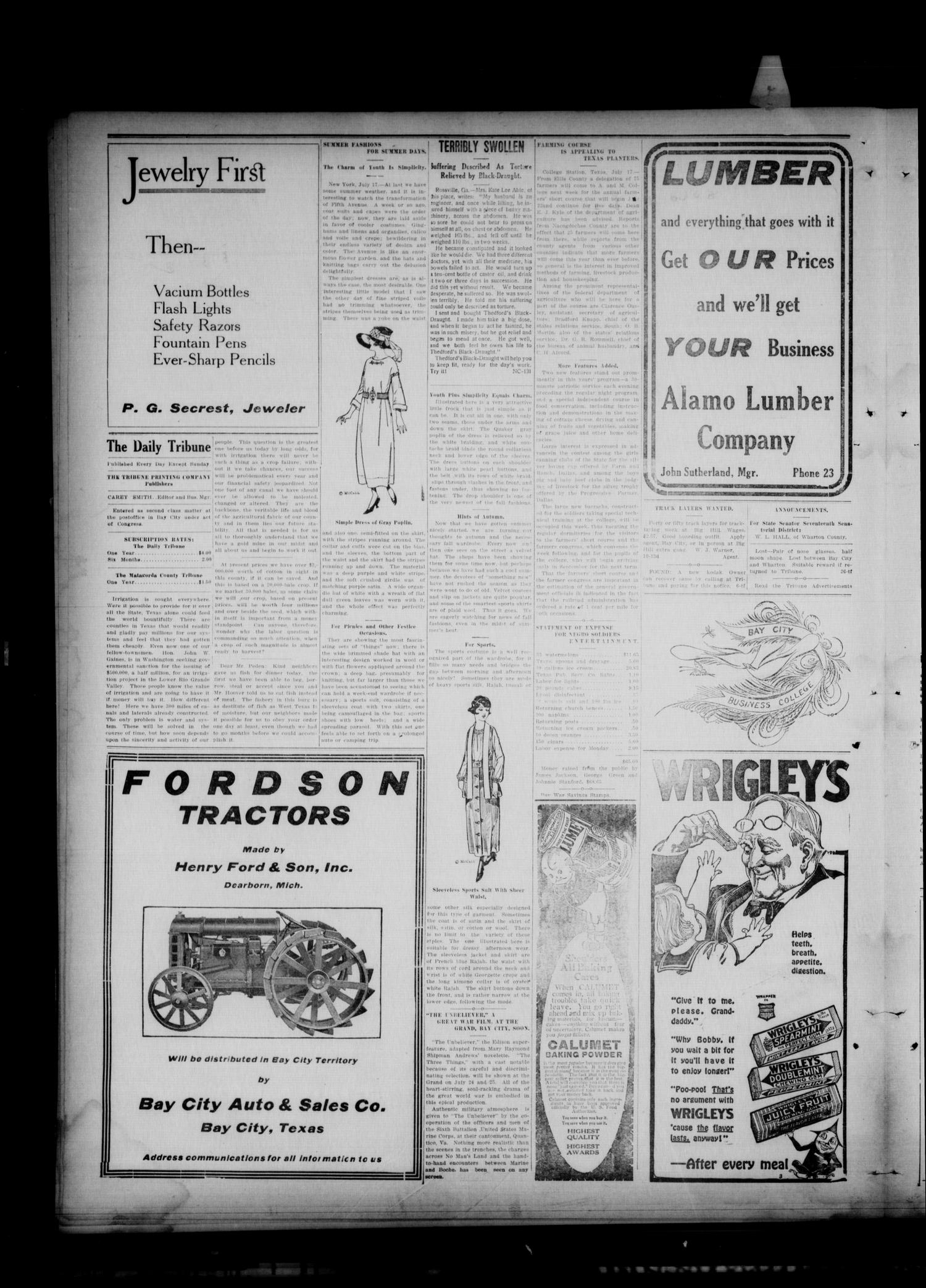 The Daily Tribune (Bay City, Tex.), Vol. 13, No. 215, Ed. 1 Thursday, July 18, 1918
                                                
                                                    [Sequence #]: 2 of 4
                                                