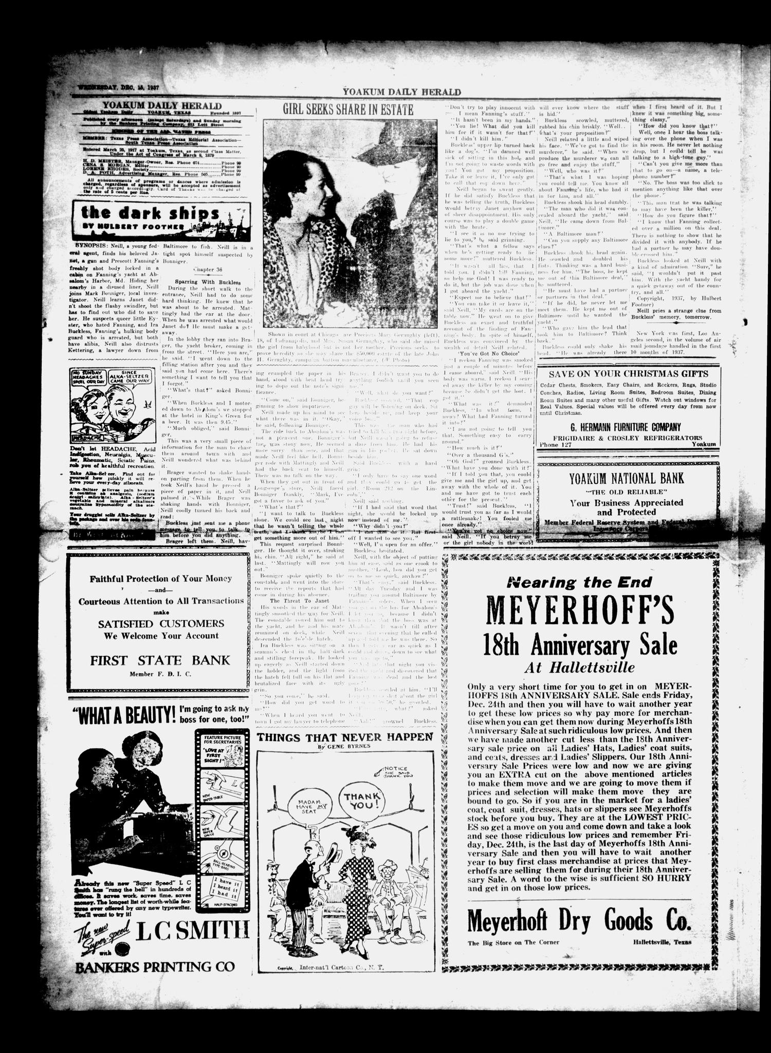 Yoakum Daily Herald (Yoakum, Tex.), Vol. 41, No. 217, Ed. 1 Wednesday, December 15, 1937
                                                
                                                    [Sequence #]: 2 of 4
                                                