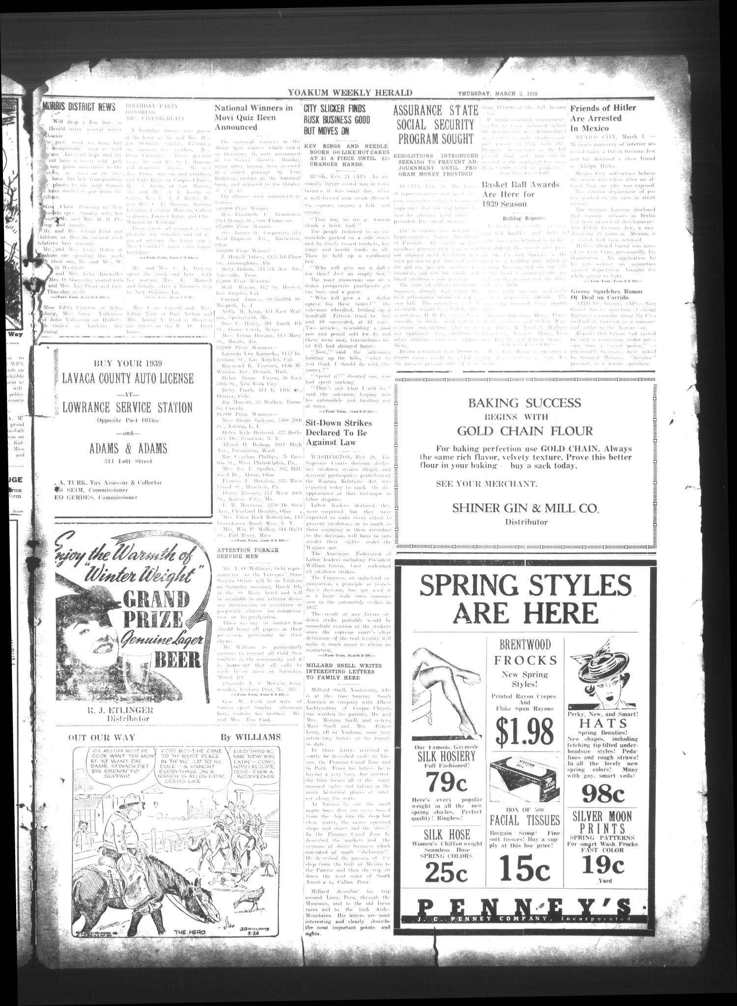 Yoakum Weekly Herald (Yoakum, Tex.), Vol. 42, No. 48, Ed. 1 Thursday, March 2, 1939
                                                
                                                    [Sequence #]: 3 of 6
                                                