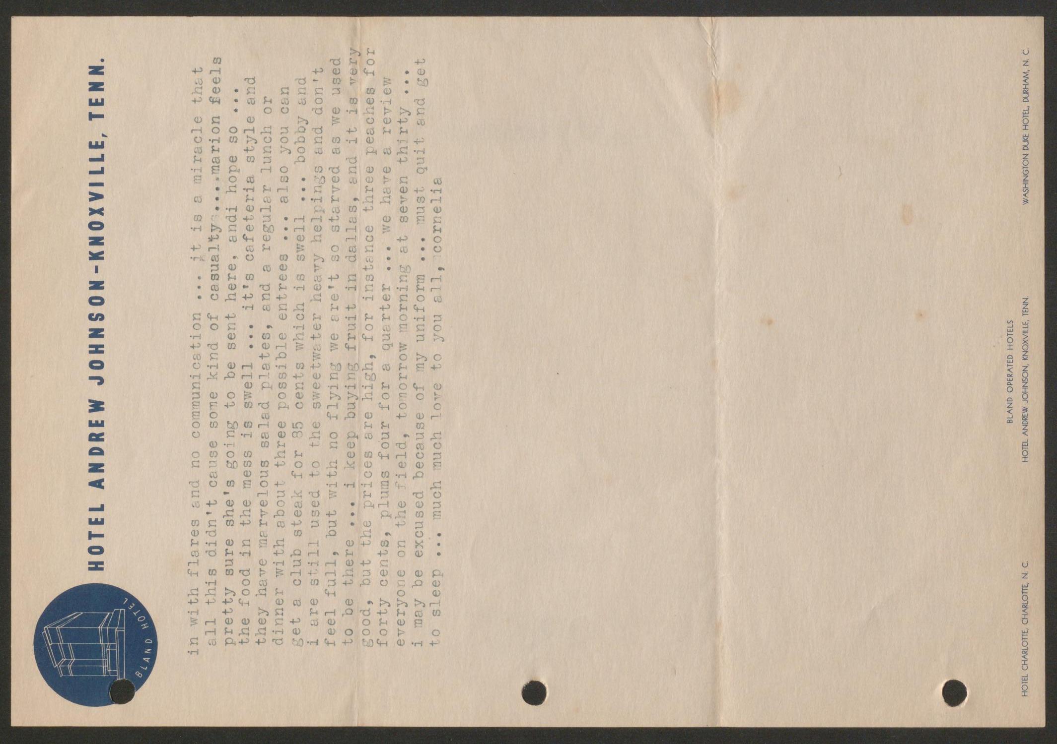 [Letter from Cornelia Yerkes, August 29, 1943]
                                                
                                                    [Sequence #]: 5 of 6
                                                
