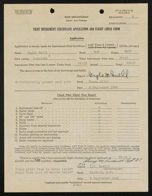 Primary view of object titled 'Pilot Instrument Certificate Application and Flight Check Form'.