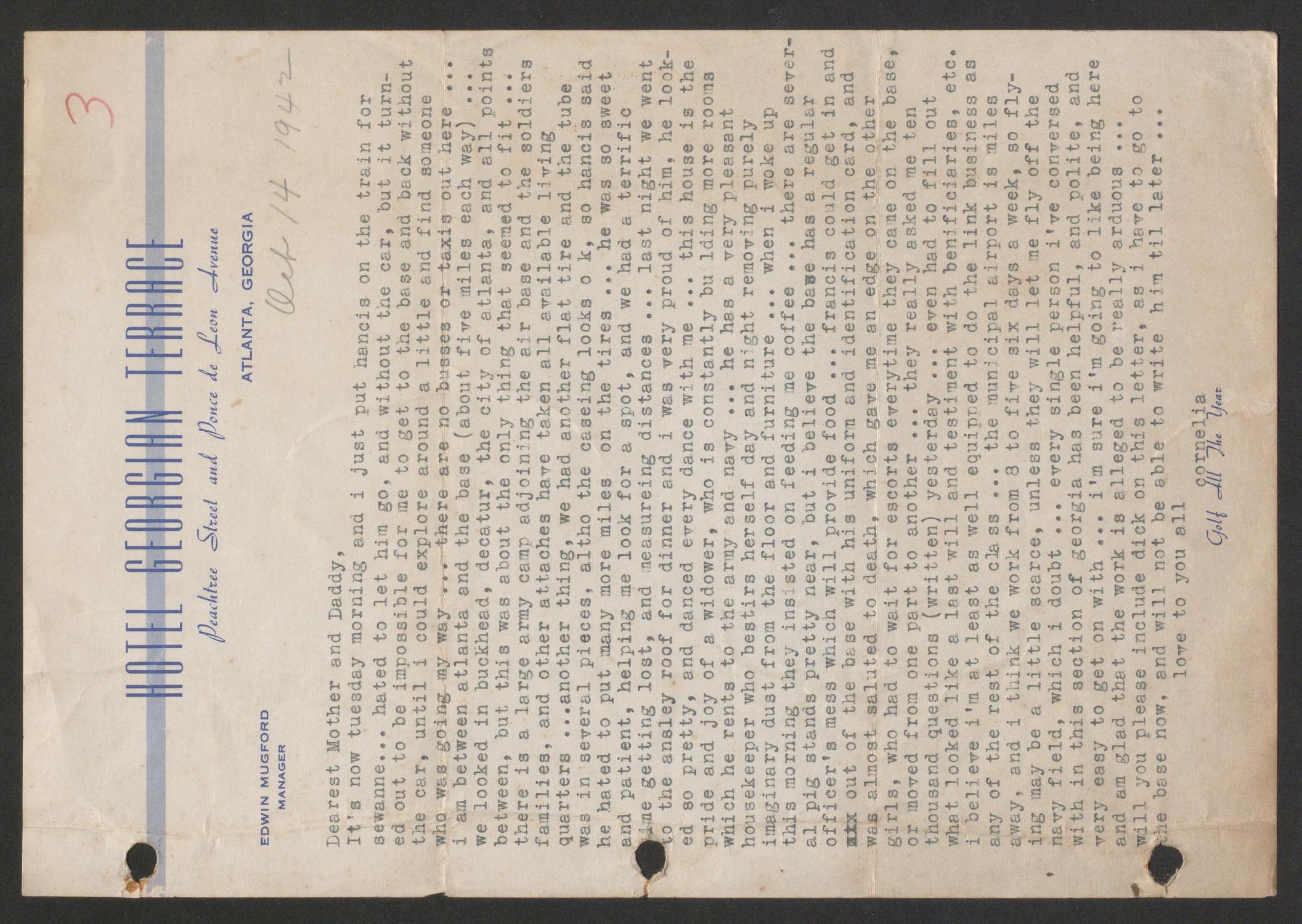 [Letter from Cornelia Yerkes to Fred G. and Frances Yerkes, October 14, 1942]
                                                
                                                    [Sequence #]: 1 of 2
                                                