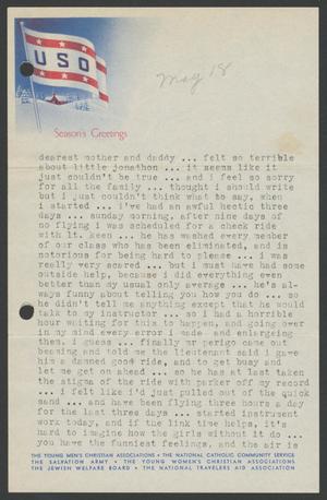 Primary view of object titled '[Letter from Cornelia Yerkes to Fred G. and Frances Yerkes, May 18, 1943]'.