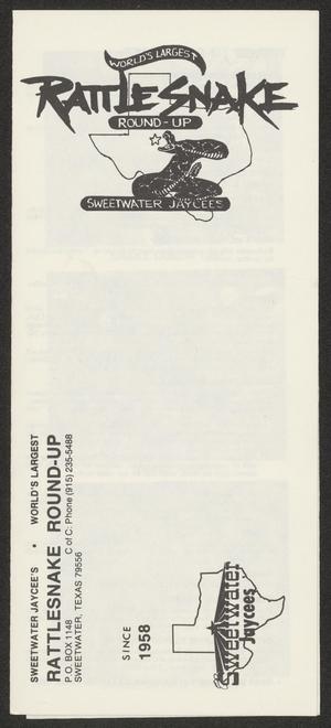 Primary view of object titled '[Sweetwater Jaycees Rattlesnake Round-up brochure]'.