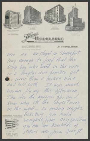 Primary view of object titled '[Letter from Cornelia Yerkes, November 3, 1943]'.