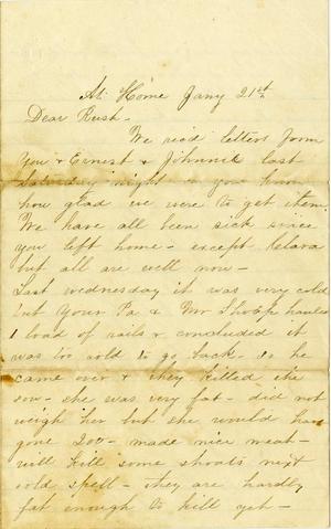 Primary view of object titled '[Letter from Letter from Effie Watts Rector to Rush Rector]'.